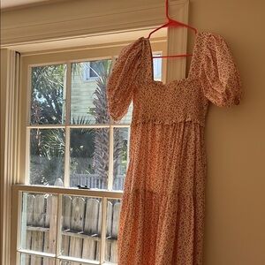 Pink Tiered Ruffled Sundress with Puff Sleeves